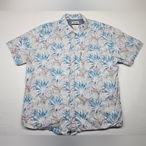 Ariat‎ Men's Modern Fit Floral Shirt - Blue and Gray - Picture 2 of 10
